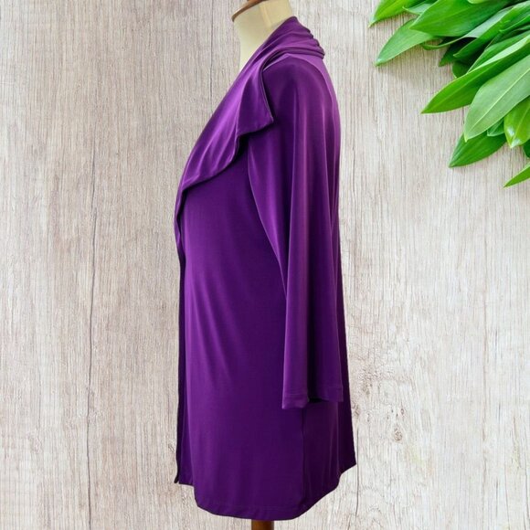 CSC Studio Womens Jacket Sweater Size M Shawl Collar 3/4 Sleeves Purple - Picture 6 of 13